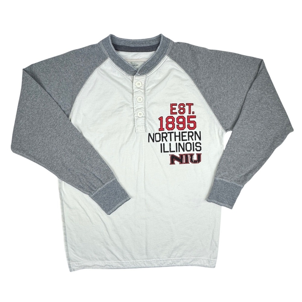 J America Northern Illinois University NIU Henley Raglan Shirt Mens Large cotton